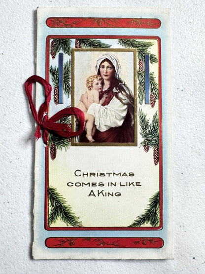 Vintage 1920s Christmas Booklet - "Christmas Comes In Like A King" - Antique Religious Art - TreasuTiques