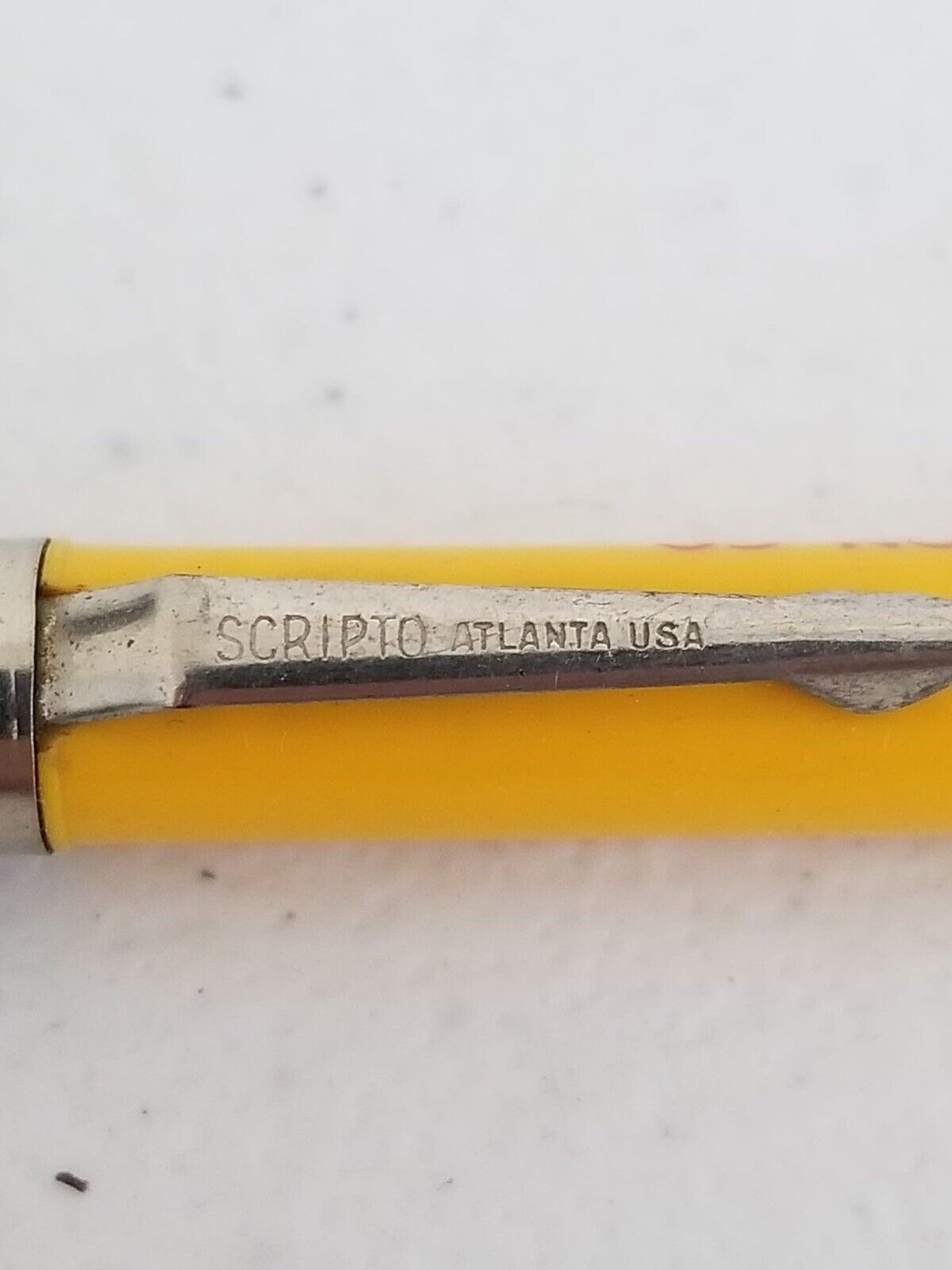 Vintage Scripto Yellow Mechanical Pencil - Haas Livestock Commission Collectible - TreasuTiques