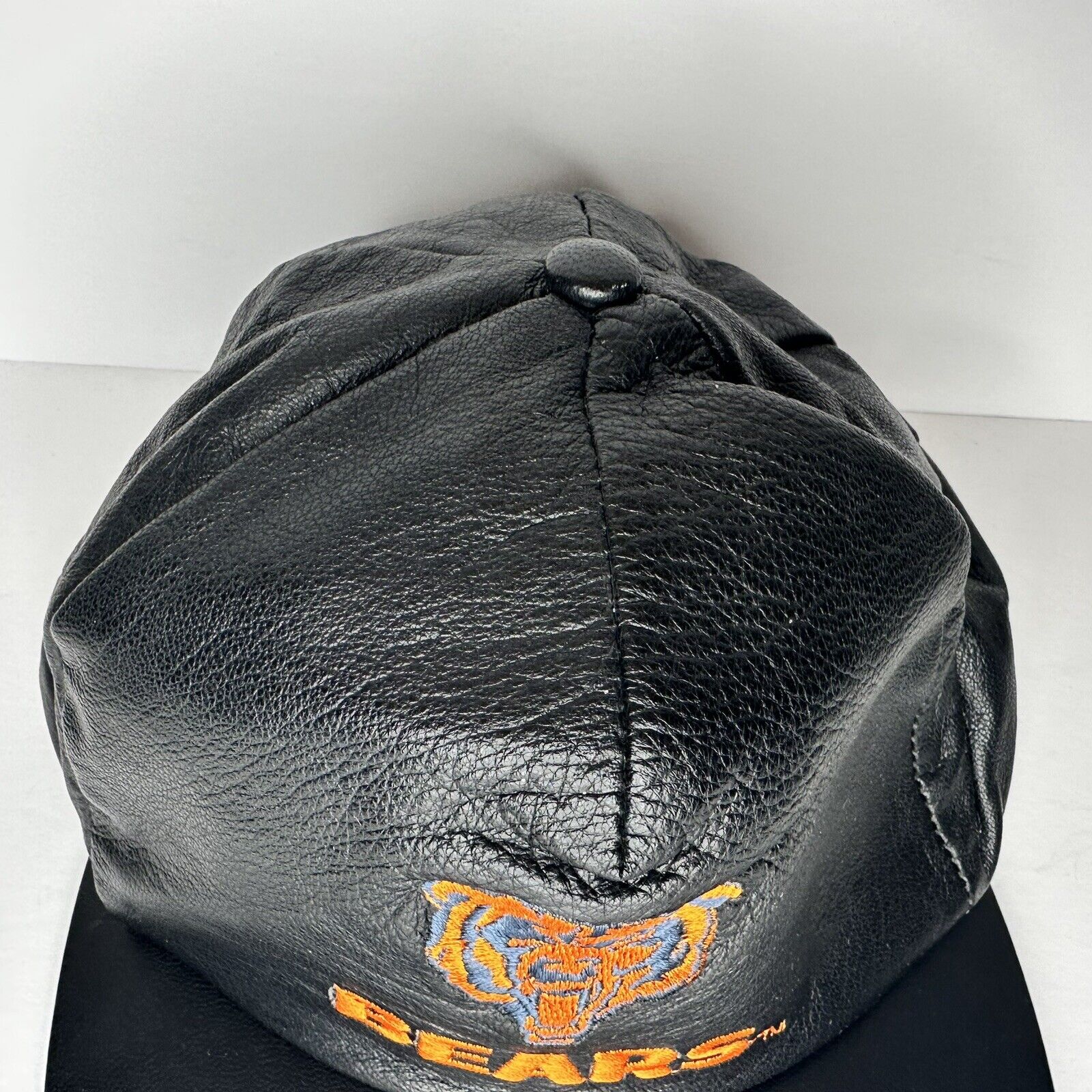 Vintage 90s Chicago Bears Leather Snapback Hat - NFL Football Cap by Cali Fame - TreasuTiques