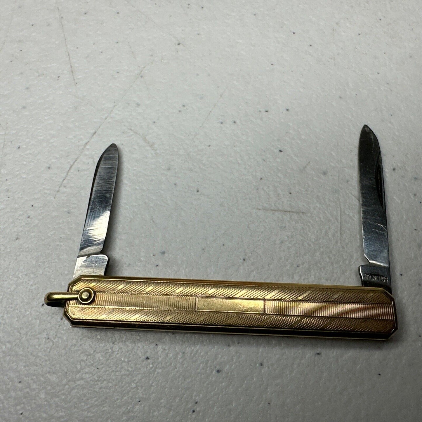 Vintage Men's Black Star Sapphire Cufflink & Knife Set - 1/20 14K G.F. Original Box - TreasuTiques