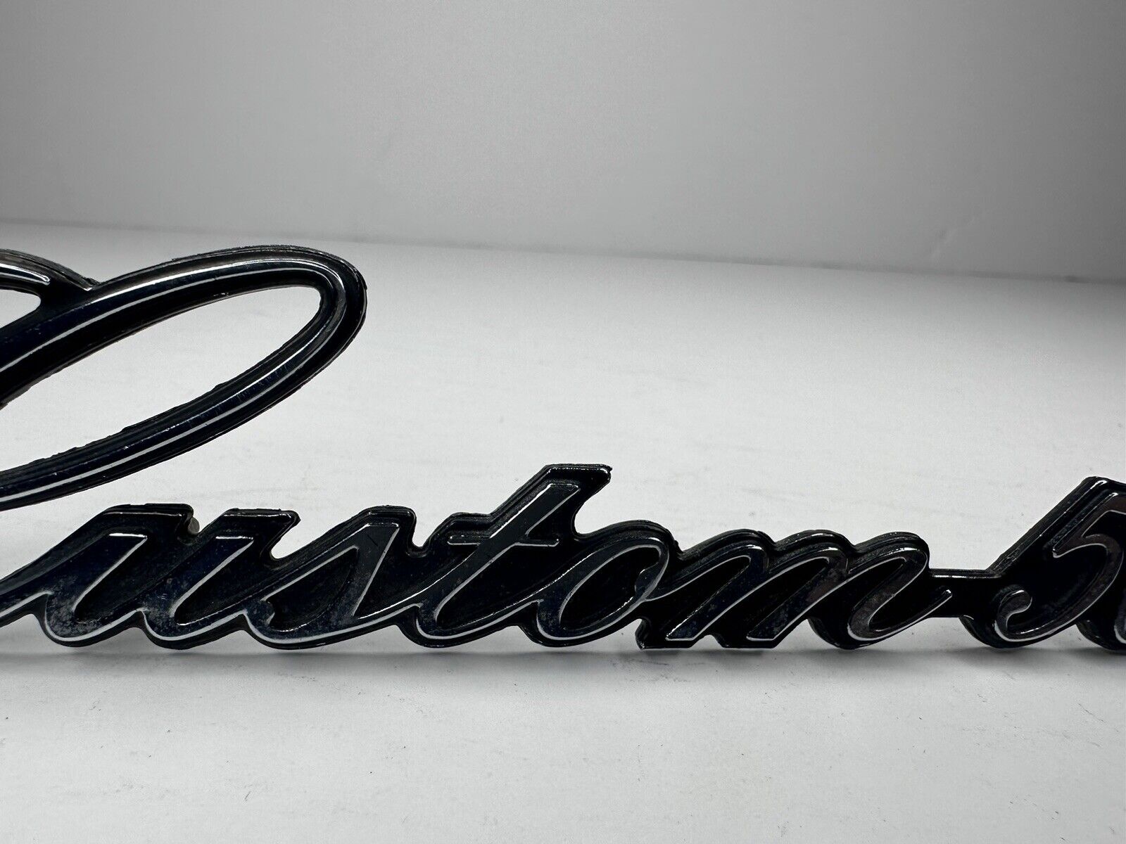 Authentic 1970s Ford Custom 500 Metal Script Emblems - Vintage Restoration Car Parts - TreasuTiques