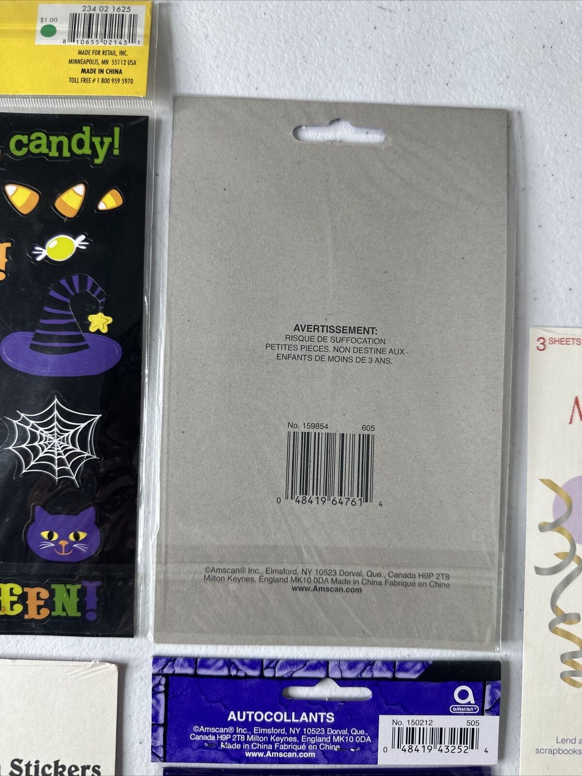 Vintage Halloween Stickers 6-Pack Lot - Mixed Brands, Amscan & More Sealed - Spooky Collectible Set - TreasuTiques