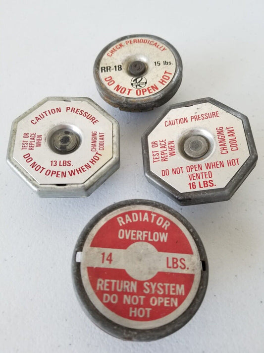 Vintage Assorted Radiator Cap Lot for Collectors - Mixed Brands and Specifications - TreasuTiques