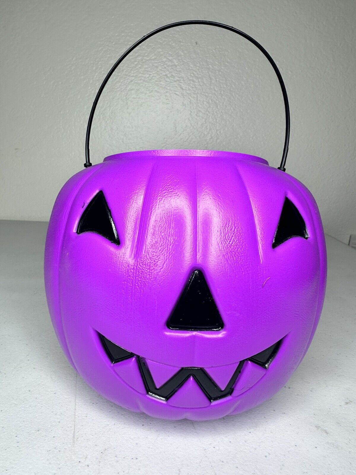 Vintage General Foam Purple Halloween Pumpkin Bucket - Collectible Jack O' Lantern with Handle - TreasuTiques