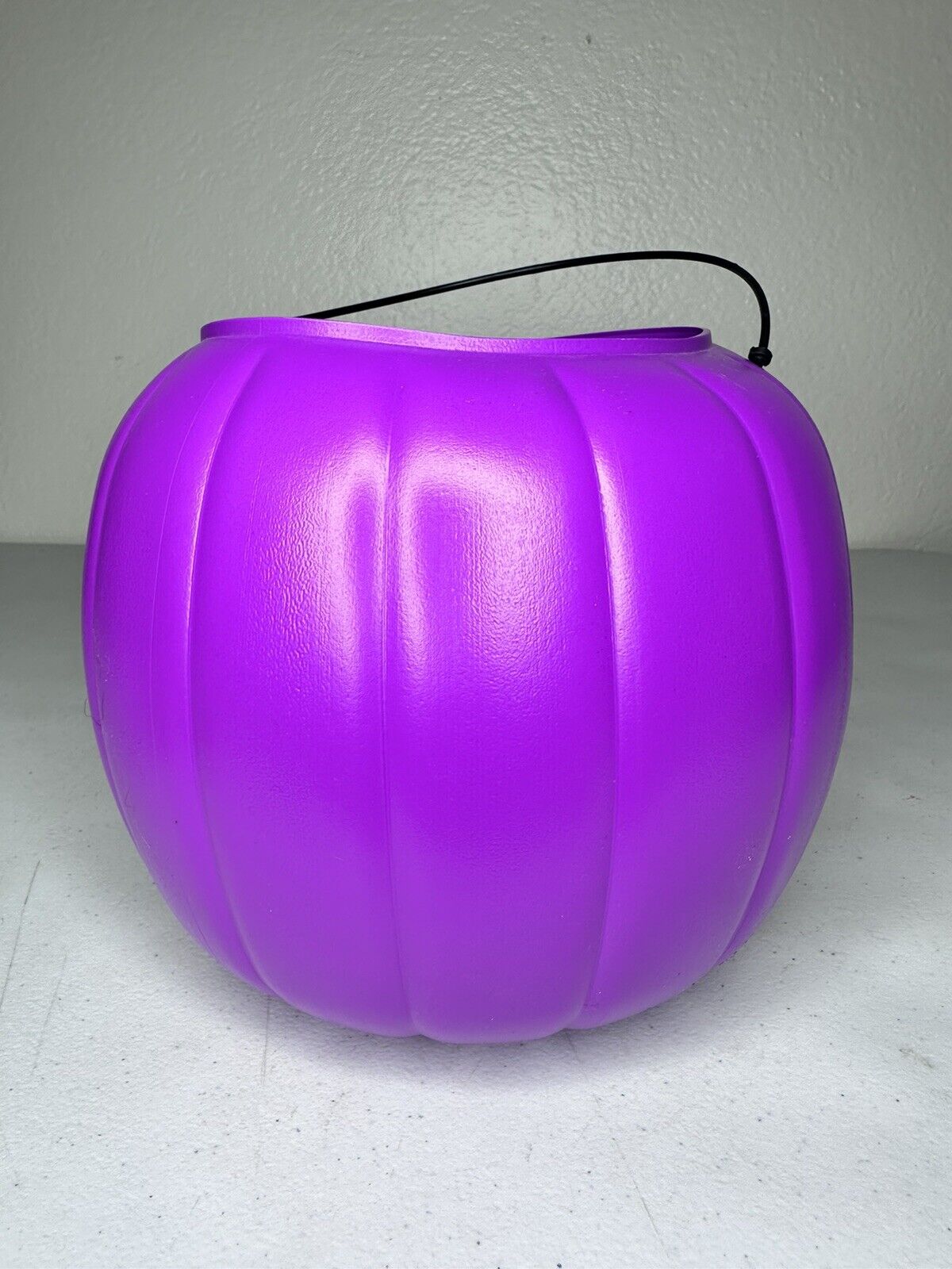 Vintage General Foam Purple Halloween Pumpkin Pail with Handle - Collectible Candy Bucket - TreasuTiques