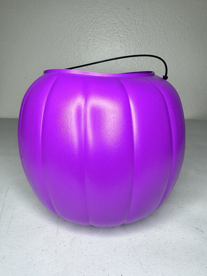 Vintage General Foam Purple Halloween Pumpkin Pail with Handle - Collectible Candy Bucket - TreasuTiques