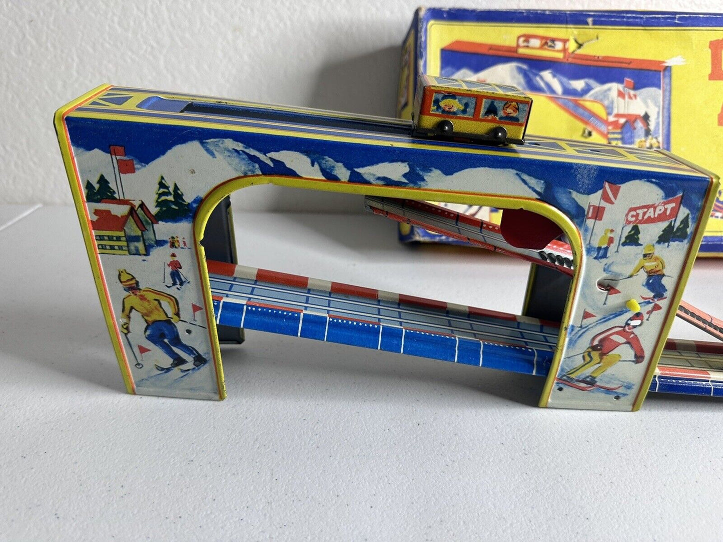 Rare Vintage USSR Tin Wind-Up Mountain Road Toy - Горная Дорога Collectible - TreasuTiques