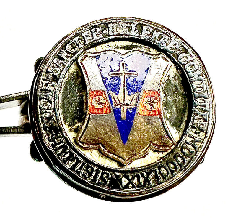 Antique 1800s 10Kt Gold Knights of Columbus Signet Ring with Enamel Detail - Rare Vintage Collectible - TreasuTiques