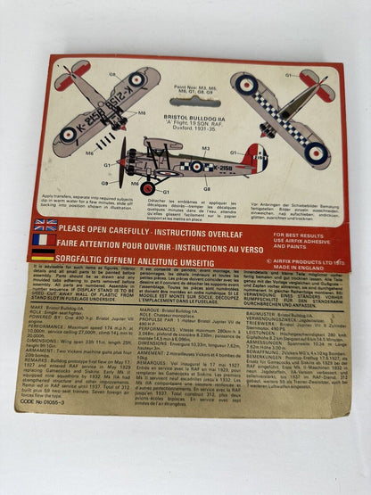 Vintage 1973 Airfix 1/72 Scale Bristol Bulldog Series 1 Model Kit - Sealed Collectible - TreasuTiques