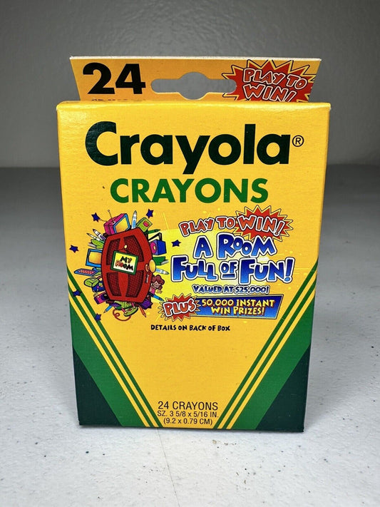 Vintage 1996 Crayola Crayons 24 Pack NOS - Play To Win Game - Collectible Art Supply - TreasuTiques