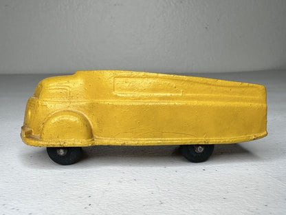 Rare 1930s Sun Rubber Co. Yellow Streamlined Delivery Truck - Vintage Collectible Toy - TreasuTiques