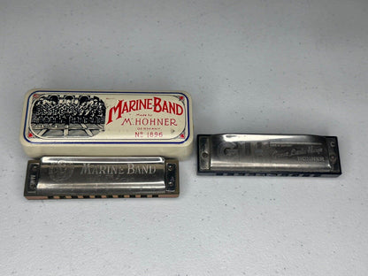 Vintage Hohner Marine Band & GLH Great Little Harp Harmonicas in Original Case - Musical Instrument Collectible - TreasuTiques