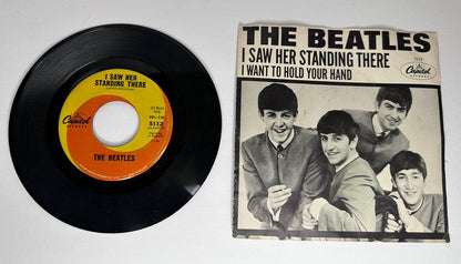 Vintage 1964 The Beatles "I Want to Hold Your Hand" / "I Saw Her Standing There" 45 RPM Vinyl Record - Capitol Records 5112 - TreasuTiques