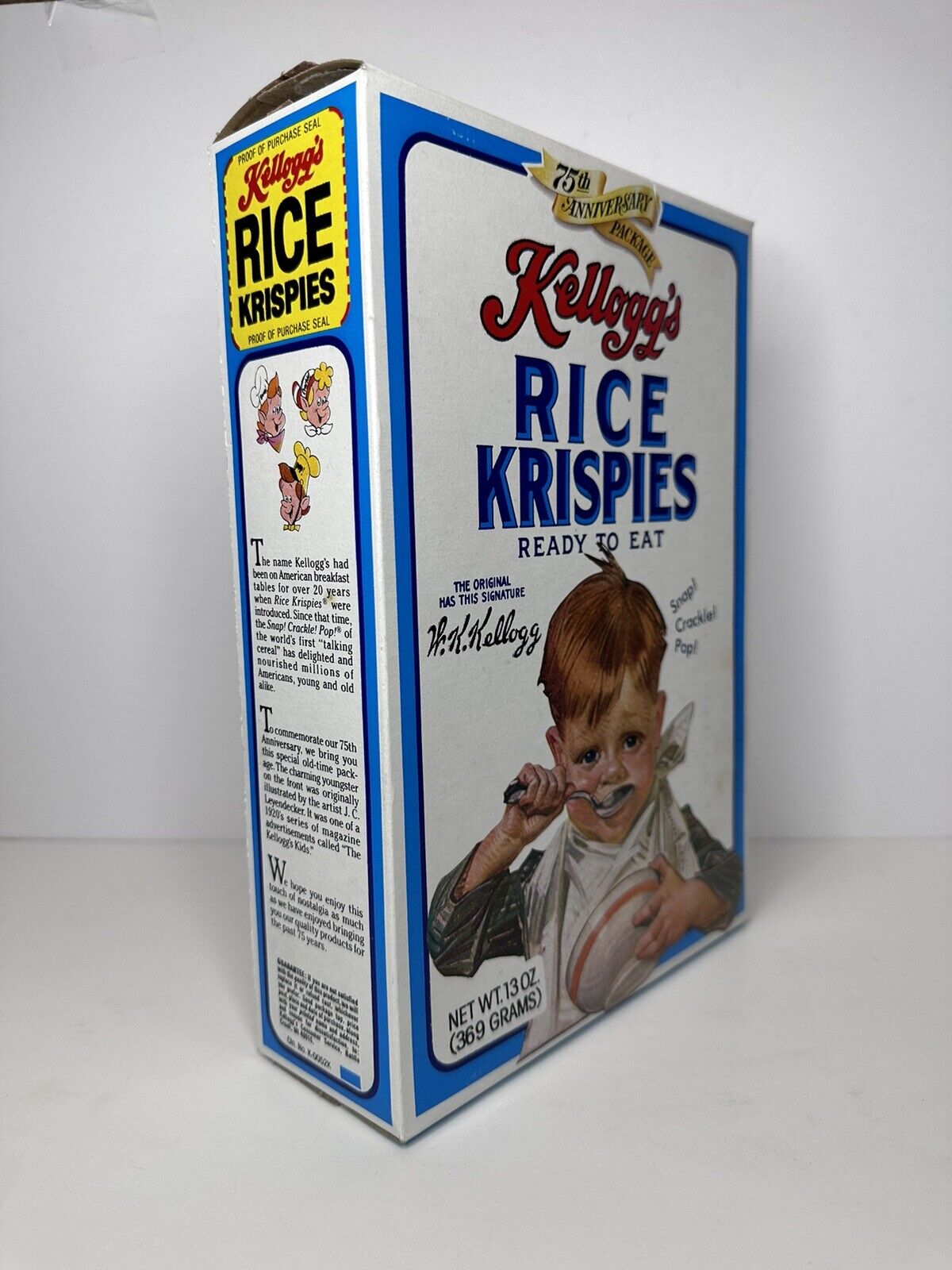 Vintage 1981 Kellogg's Rice Krispies 75th Anniversary Collectible Empty Cereal Box with Original Bag - Rare Retro Breakfast Memorabilia - TreasuTiques