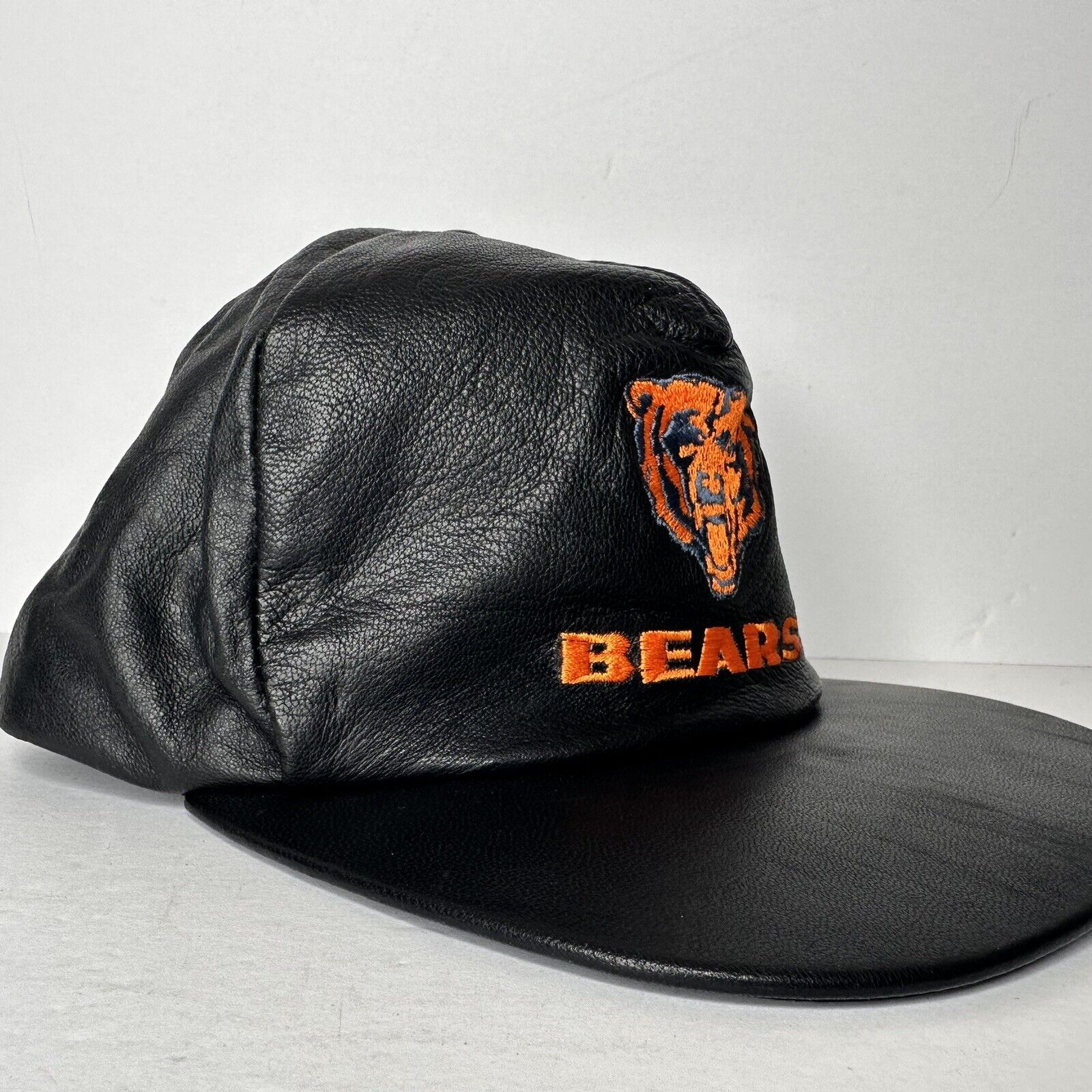 Vintage 90s Chicago Bears Leather Snapback Hat - NFL Football Cap by Cali Fame - TreasuTiques