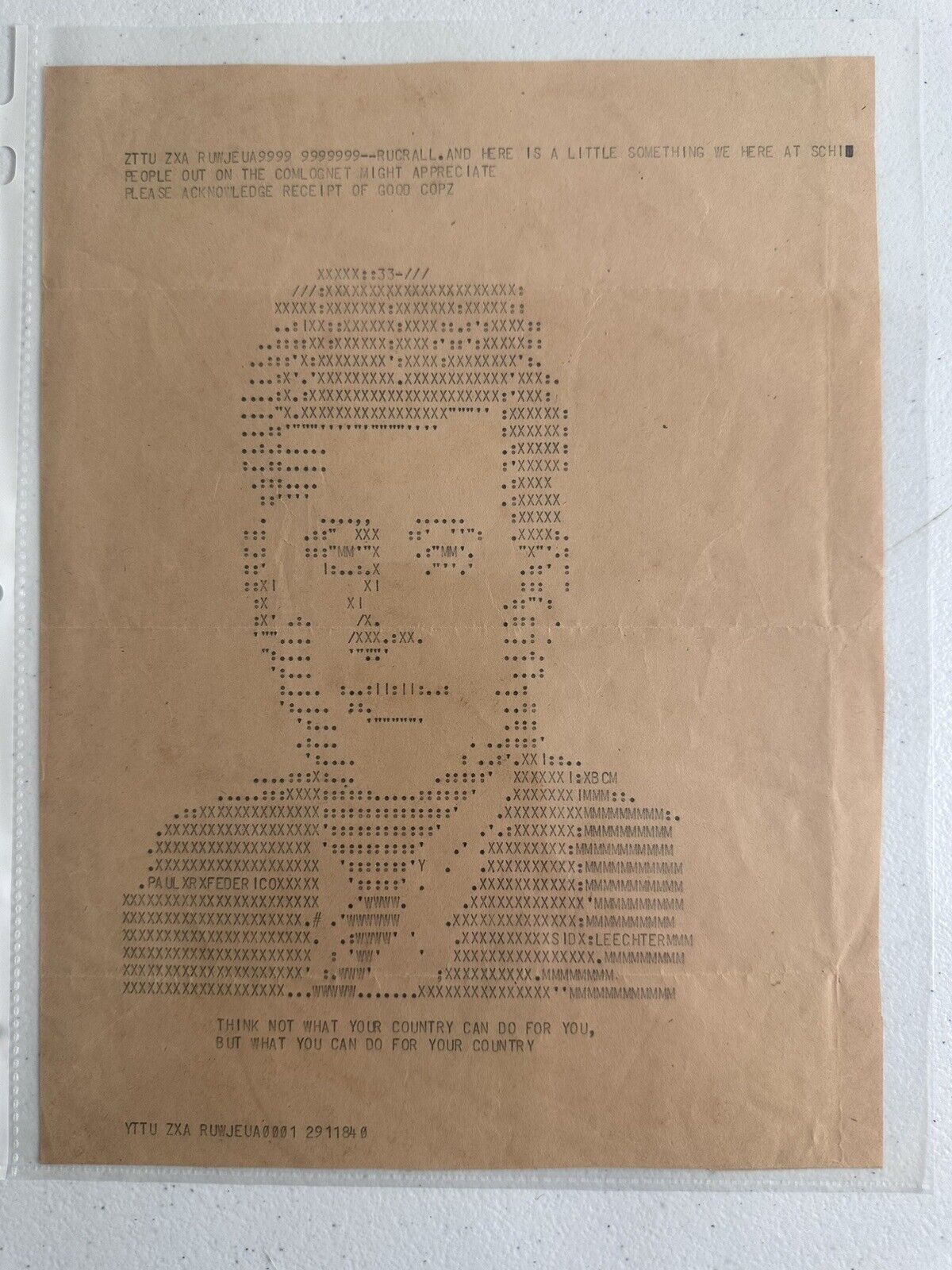 Rare JFK ASCII Art by San Francisco Mime Troupe - Vintage Political Collectible - TreasuTiques