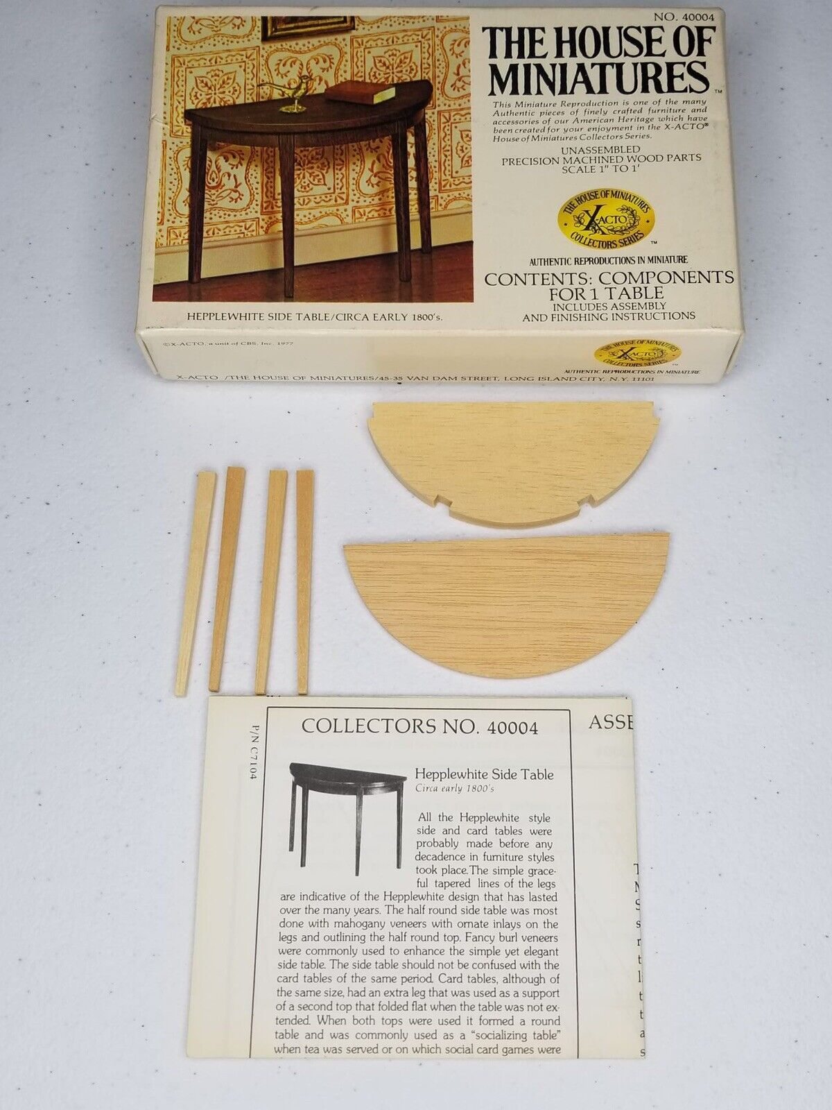 Vintage 1977 House of Miniatures Hepplewhite Side Table Kit No. 40004 - New in Original Box - TreasuTiques