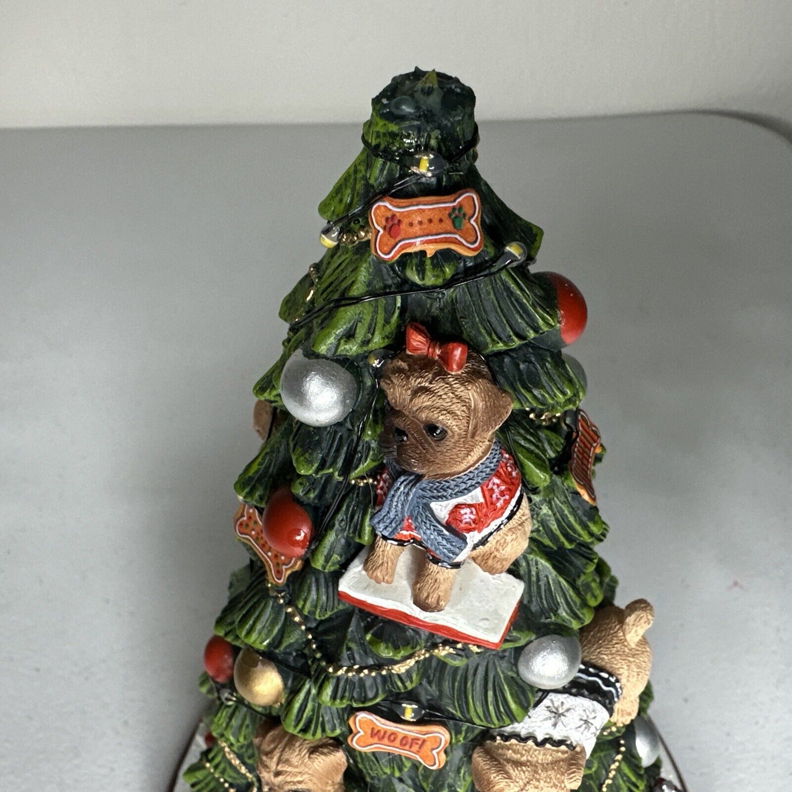 Bradford Exchange "Making Spirits Bright" Illuminated Tabletop Pug Christmas Tree - Missing Star - TreasuTiques