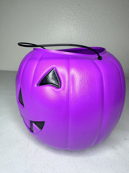 Vintage General Foam Purple Halloween Pumpkin Bucket - Collectible Jack O' Lantern with Handle - TreasuTiques