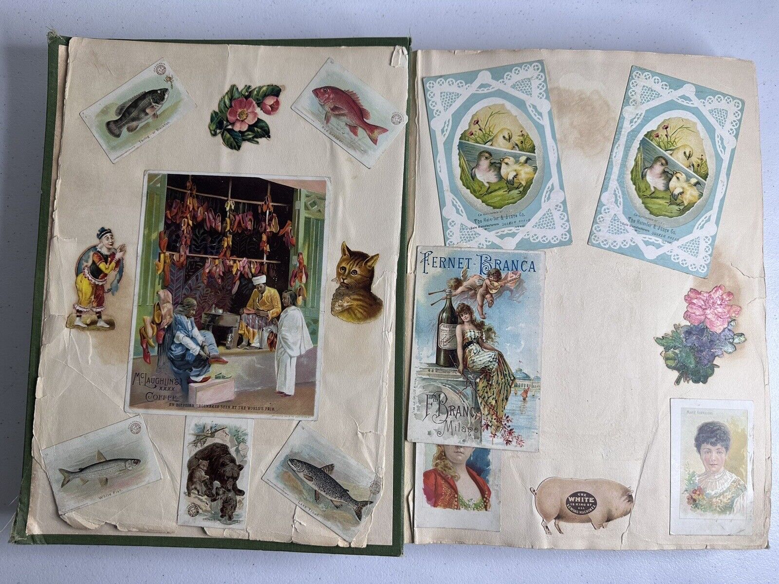 Antique 1880s-1900s Scrapbook Album with 250+ Cards - Tobacco, Advertising, and Rare Collectibles - TreasuTiques