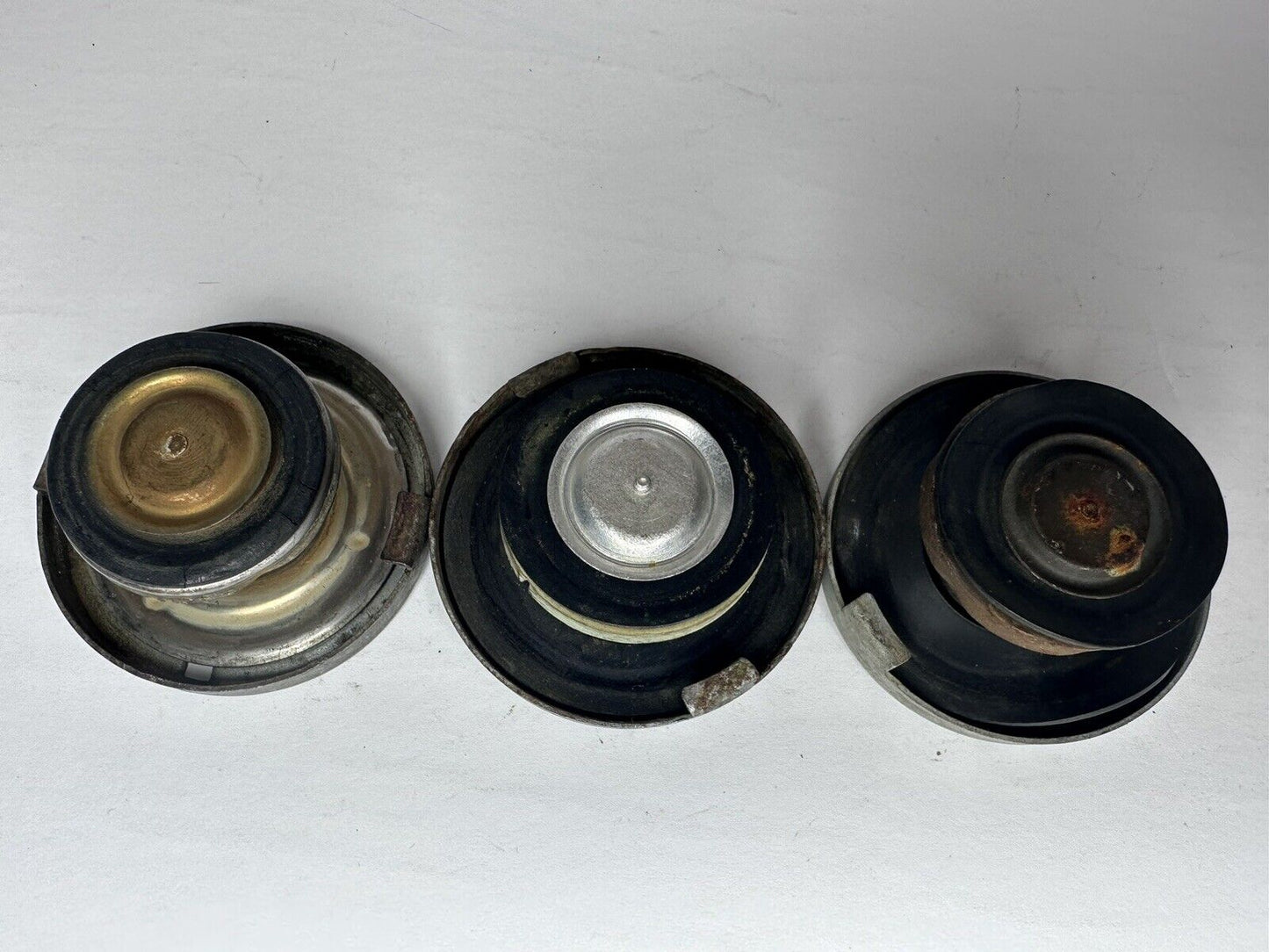 Authentic Trio of Vintage Riveted Radiator Caps - Classic Car Enthusiast's Dream Collectible - TreasuTiques