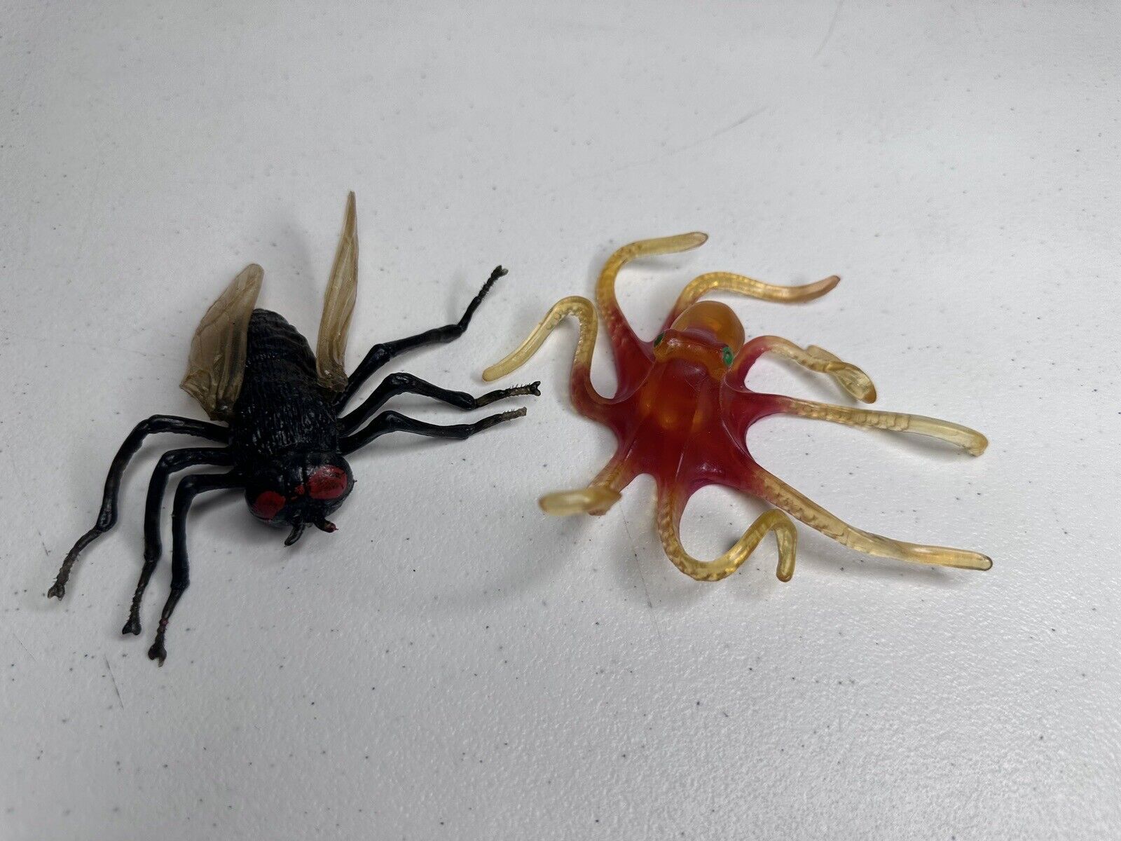 Vintage 1960s 70s Rubber Octopus & Fly Creatures - Rare Hong Kong Lot of 2 - TreasuTiques