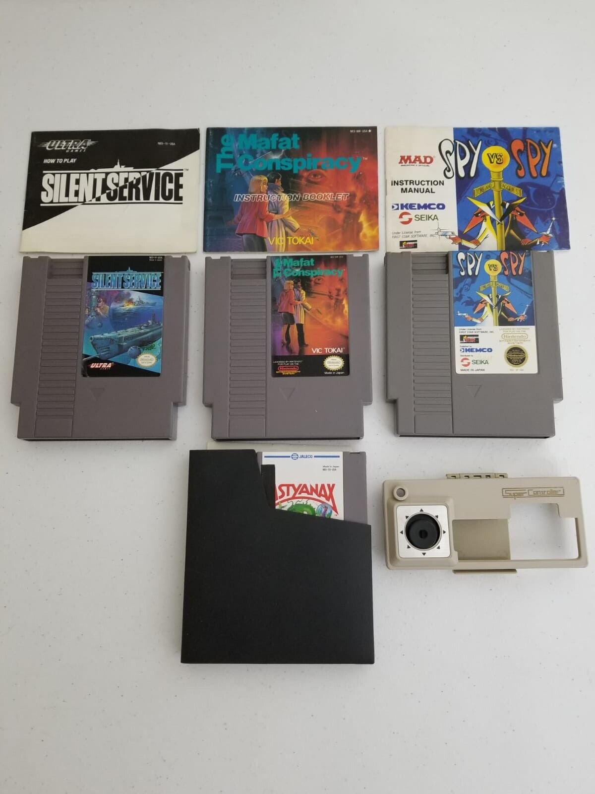 Vintage Nintendo NES Game Lot - Astyanax, Mafat Conspiracy & More - With Manuals & Astyanax Black Pouch - TreasuTiques