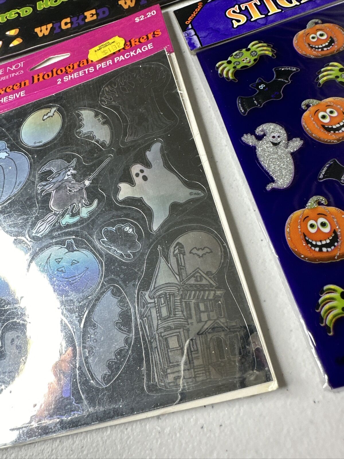 Vintage Halloween Stickers 6-Pack Lot - Mixed Brands, Amscan & More Sealed - Spooky Collectible Set - TreasuTiques