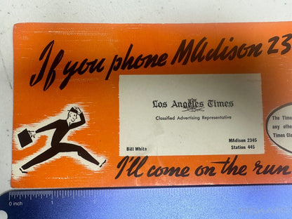 Vintage 1950s Los Angeles Times Business Card - Mid-Century Media Collectible with Original Madison 2345 Ad - TreasuTiques