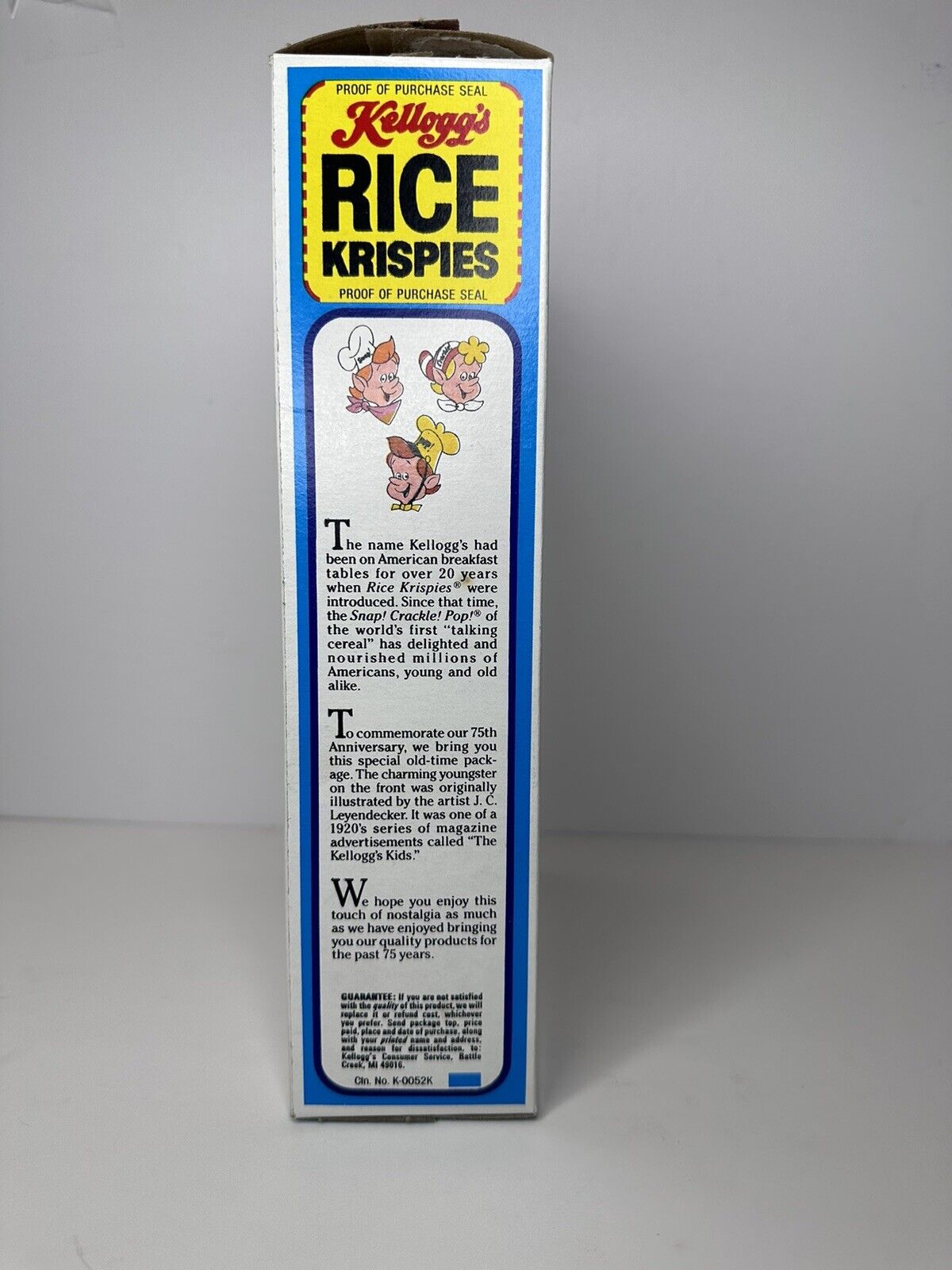 Vintage 1981 Kellogg's Rice Krispies 75th Anniversary Collectible Empty Cereal Box with Original Bag - Rare Retro Breakfast Memorabilia - TreasuTiques