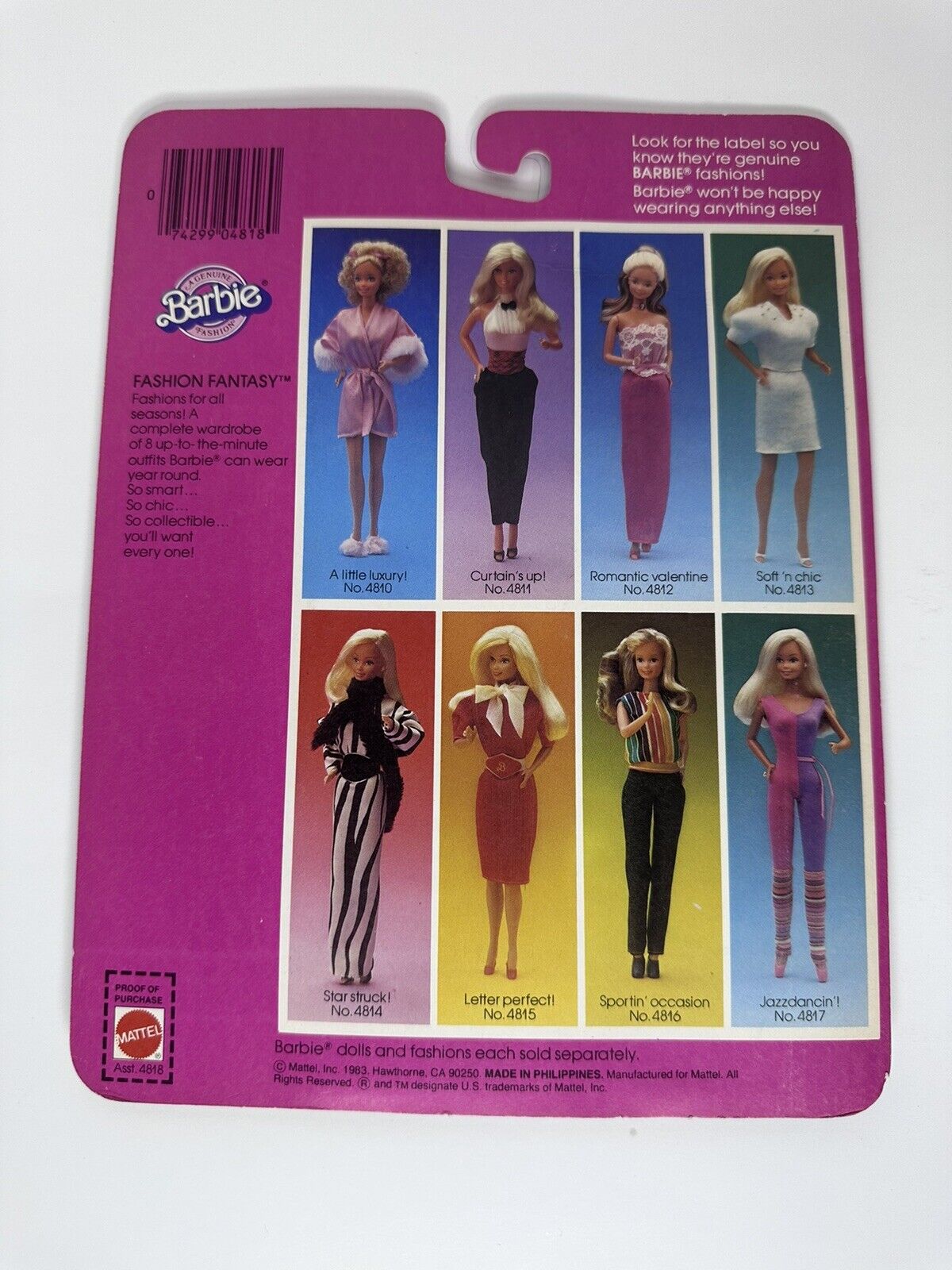 Sealed 1983 Mattel Barbie Fashion Fantasy Letter Perfect Outfit #4 - Vintage Collectible - TreasuTiques