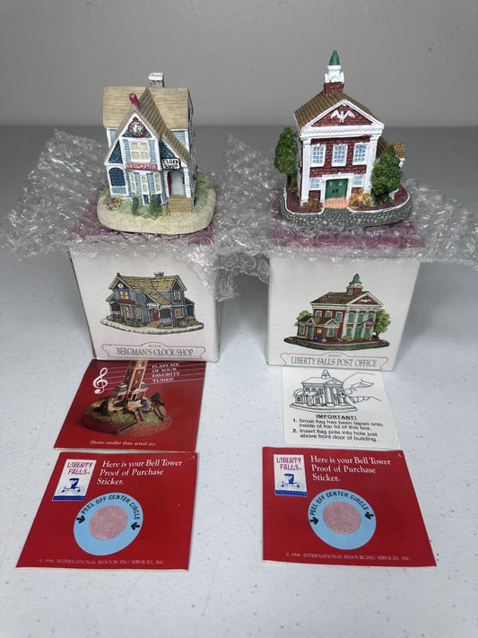 Liberty Falls Christmas Village Lot - Bergman Clock Shop & Post Office Buildings - TreasuTiques
