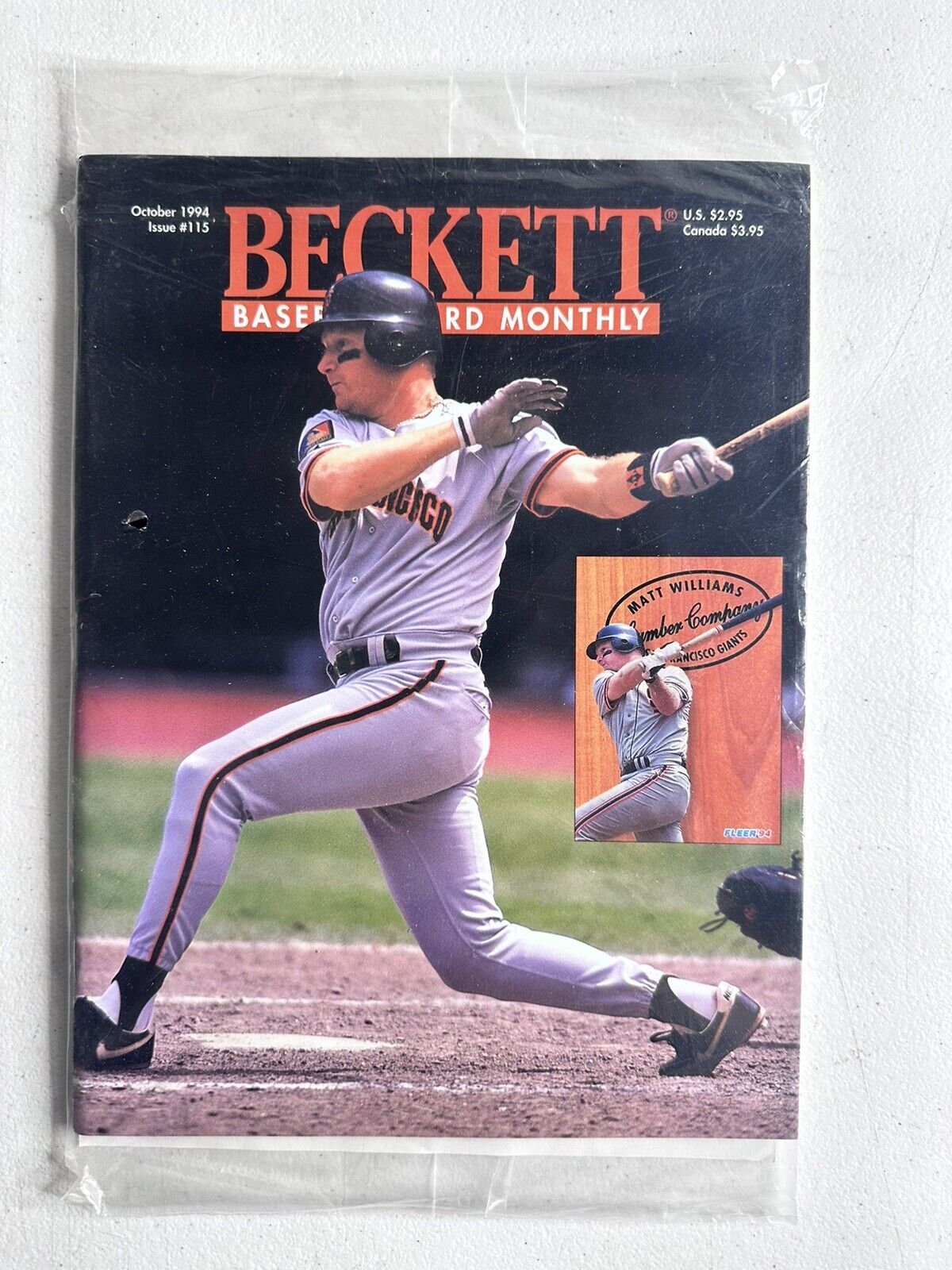 Sealed New 1994 Beckett Baseball Magazine Featuring Matt Williams - San Francisco Giants Issue No. 115 - Rare Vintage Collectible - TreasuTiques