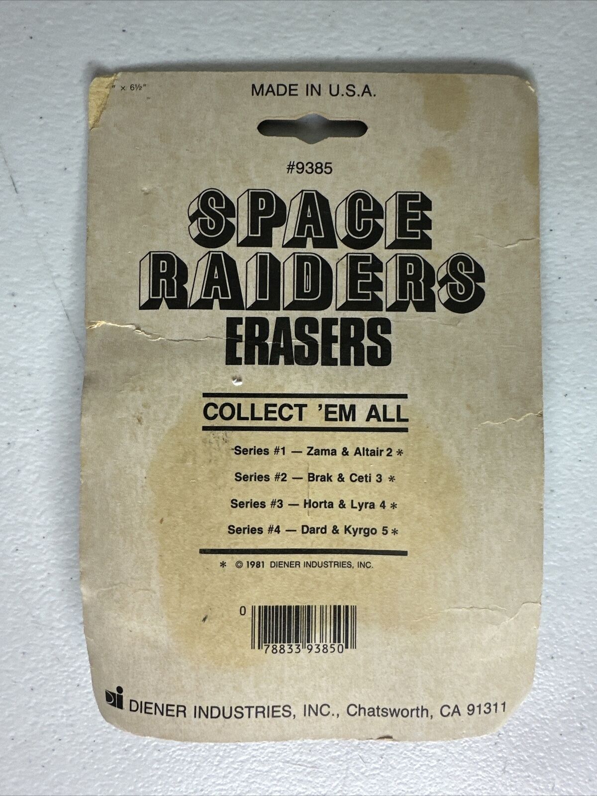 Vintage 1981 Space Raiders Erasers - Collectible Sci-Fi Toy Figurines, Series #4 by Diener Industries - TreasuTiques