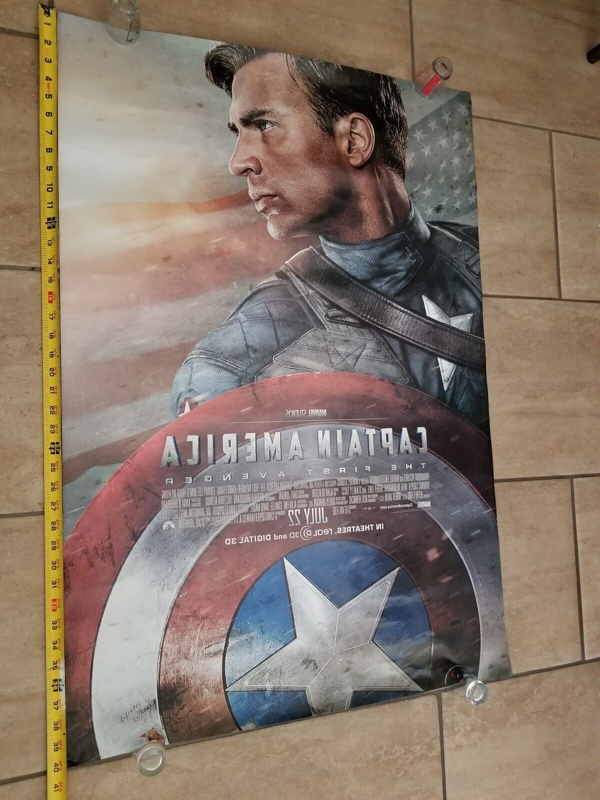 Rare Vintage Captain America Movie Marquee Poster - The First Avenger (2011), 40x27 - TreasuTiques