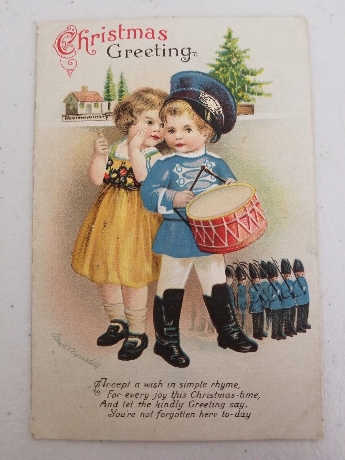 Vintage Christmas Postcards Lot of 3 - Santa, Children, Drum - Early 1900s Collectibles - TreasuTiques