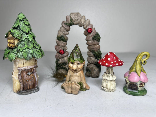 Exclusive Rare Vintage Norwegian Troll & Enchanted Garden Décor Set - Fantasy Collectible for Home & Garden - TreasuTiques