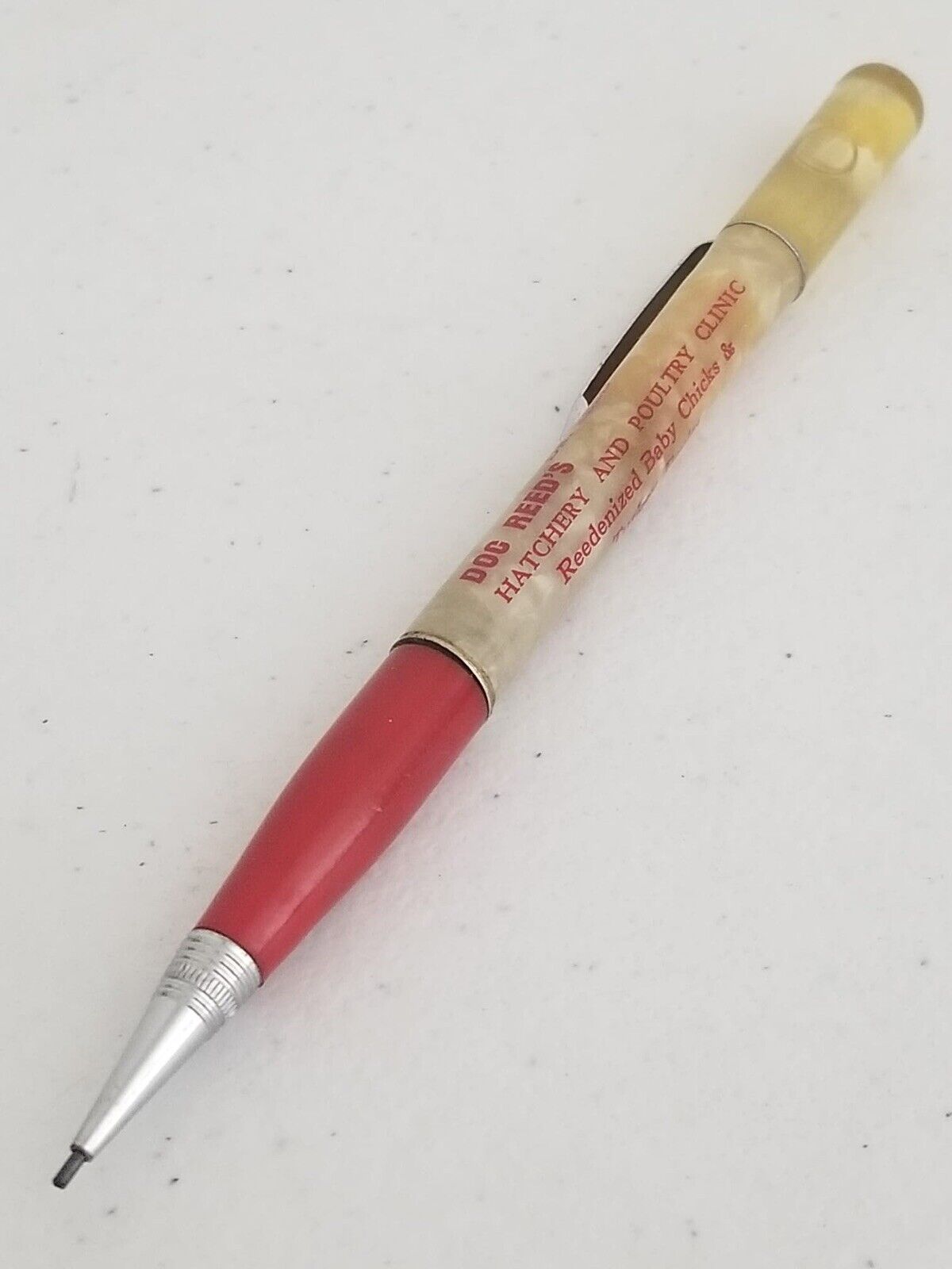 Rare Vintage Ritepoint Mechanical Pencil with Floating Chick - Doc Reed's Hatchery Advertising Memorabilia - TreasuTiques