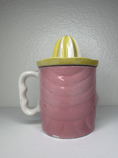 Pink Cat Face Citrus Juicer - 1950s Ceramic Juicer |  Mid-Century Modern Kitchenware,  Retro Pink Kitchen Essential,  Unique Cat Design,  Functional & Adorable Kitchen Gadget,  Easy-Clean Ceramic,  Made in the USA - TreasuTiques