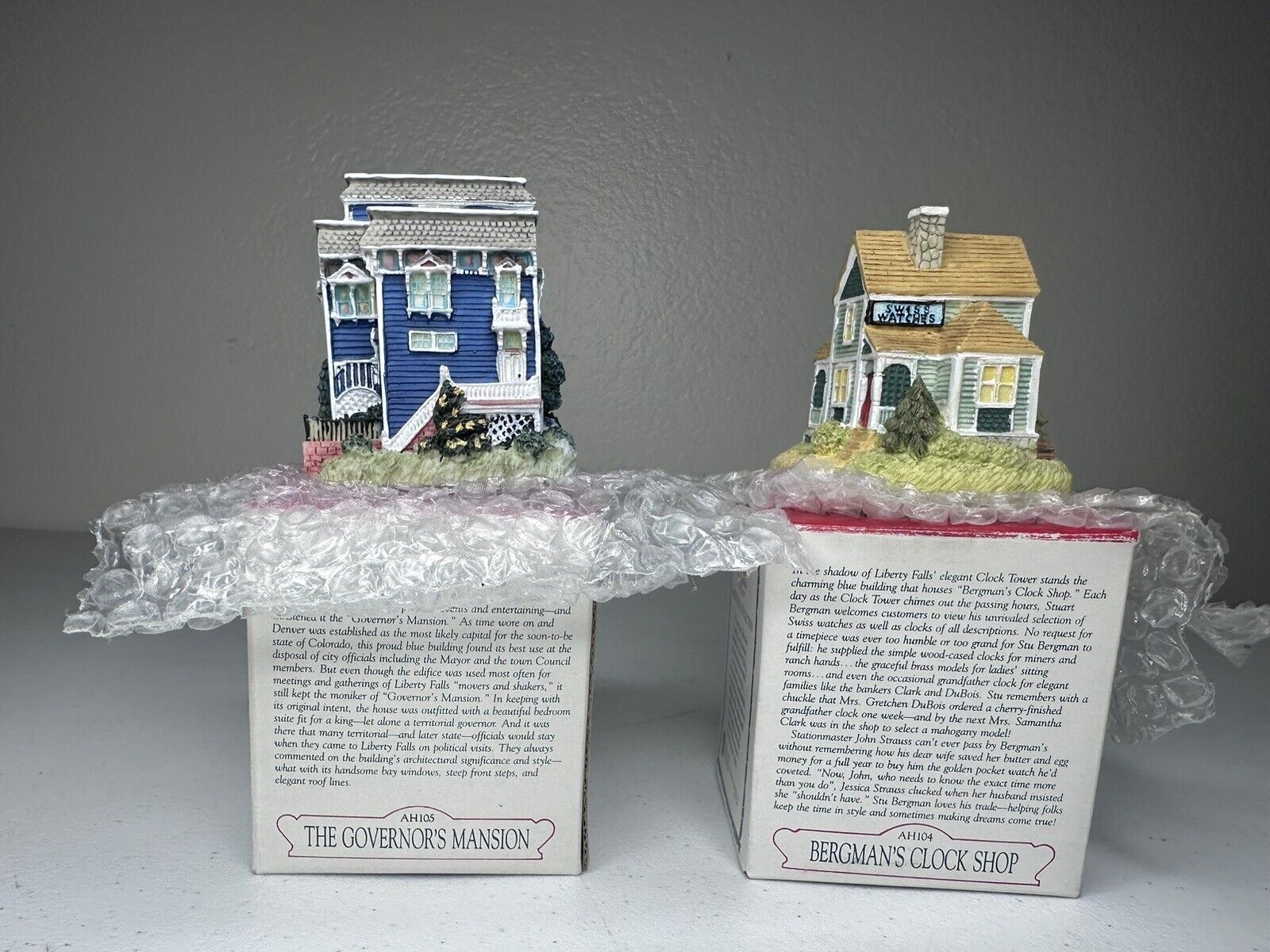 Vintage Liberty Falls Historical Miniatures - Governor’s Mansion & Clock Shop Collectible Set - TreasuTiques