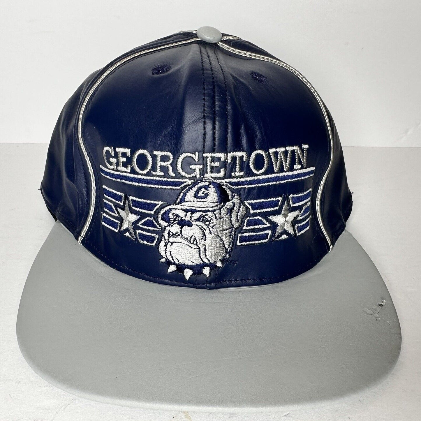 Rare 90s Georgetown Hoyas Leather Strap Back Cap - University James Hamilton Collectible Hat - TreasuTiques