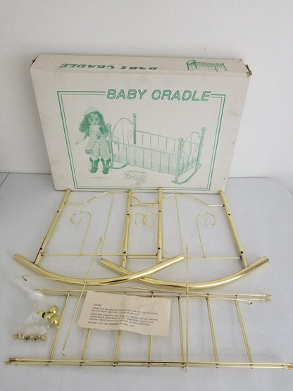 Vintage Gold-Tone Baby Cradle Kit - Classic Nursery Decor, New Furniture Unassembled - TreasuTiques