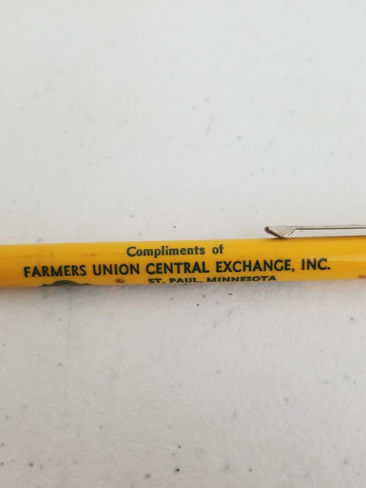 Vintage Scripto Mechanical Pencil - Yellow Farmers Union Central Exchange Advertising Collectible - TreasuTiques