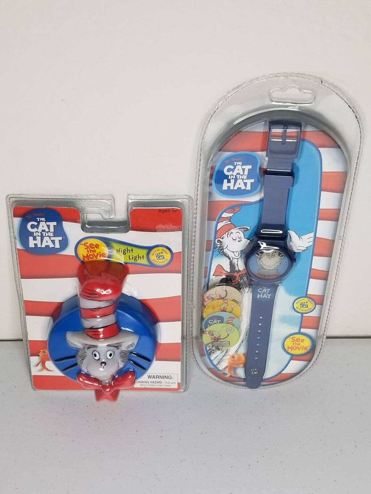 Vintage 2003 Dr. Seuss The Cat in the Hat Night Light & Watch Set - Rare Collectible - TreasuTiques