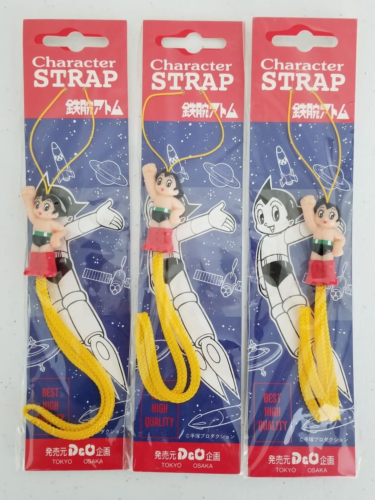 Astro Boy Yellow Vintage Straps Lot of 5 - Ultra-Thin String, Japan Exclusive, New in Original Packaging - TreasuTiques