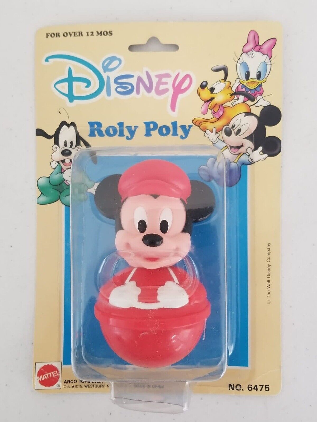 Vintage Disney Roly Poly Weeble Wobble Toy - Rare Mickey Mouse Collectible - TreasuTiques