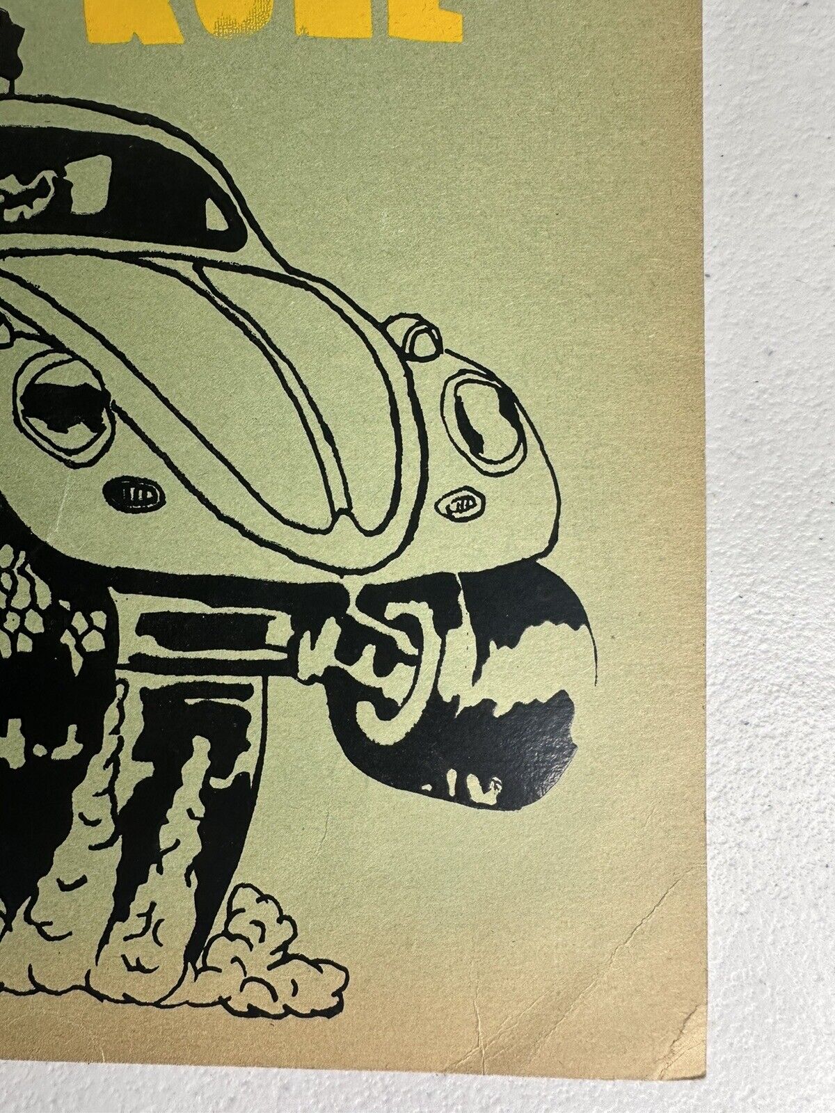 Vintage 1960s 'Volkswagens Rule' Gasser VW Bug Beetle Wall Art - Retro 10x10 Inch Gold-Toned Print - TreasuTiques