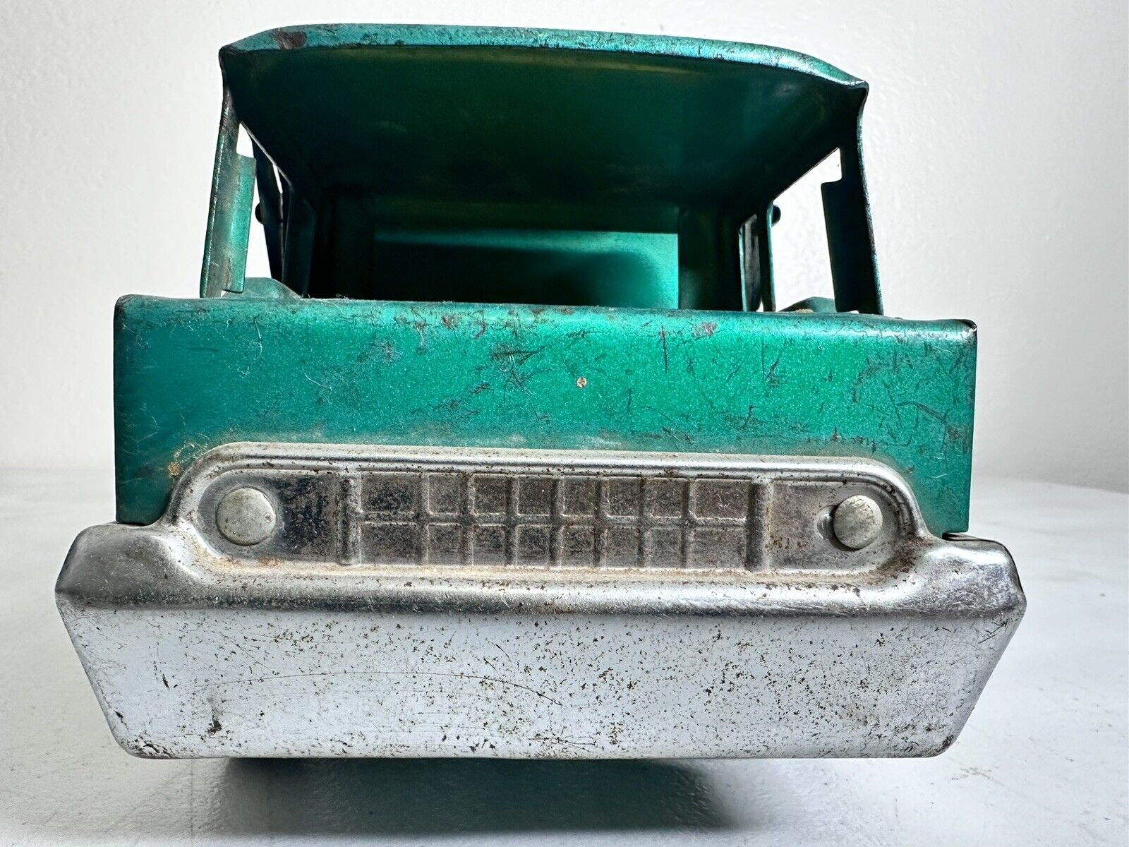 Vintage 1950s Structo Toys Green Metal Dump Truck - Classic Collectible Dumper - TreasuTiques