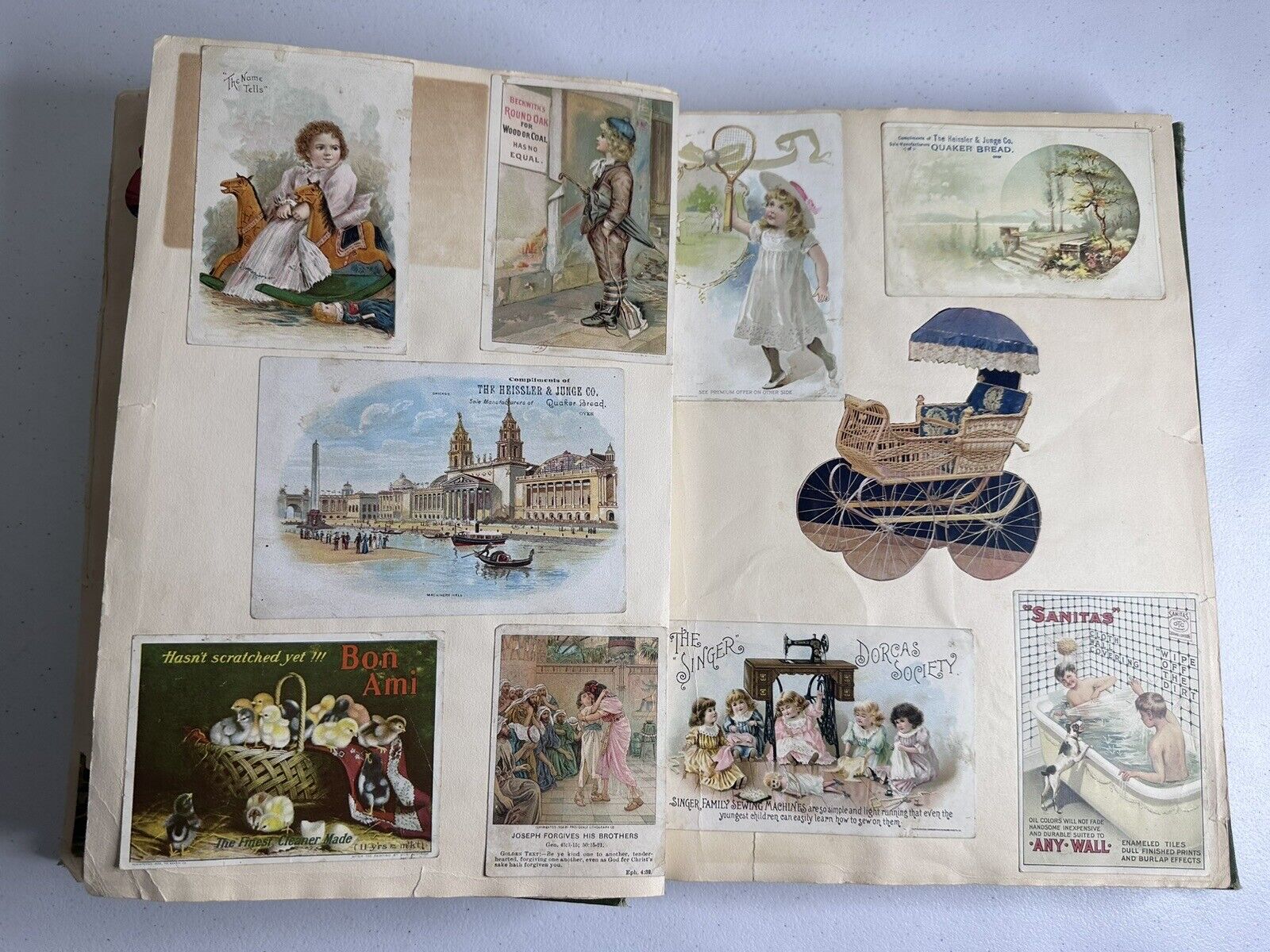 Antique 1880s-1900s Scrapbook Album with 250+ Cards - Tobacco, Advertising, and Rare Collectibles - TreasuTiques