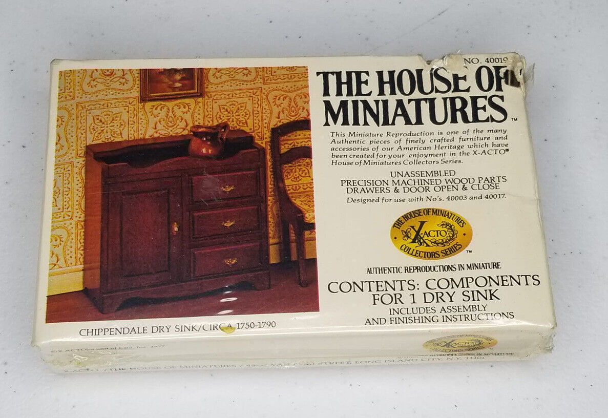 Vintage 1977 House of Miniatures 40019 Chippendale Dry Sink Kit - Sealed New Old Stock (NOS) - TreasuTiques